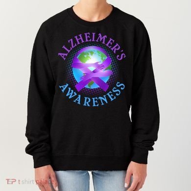 Alzheimer's Awareness Support Ribbon Hugging The World Women's Sweatshirt