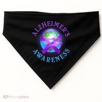 Alzheimer's Awareness Support Ribbon Hugging The World USA-Made Doggie Bandana thumb 0