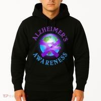 Alzheimer's Awareness Support Ribbon Hugging The World Hoodie thumb 2