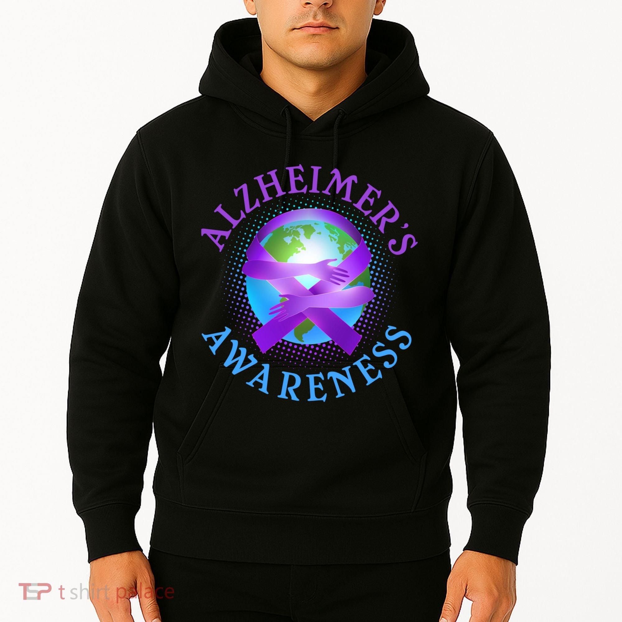 Alzheimer's Awareness Support Ribbon Hugging The World Hoodie