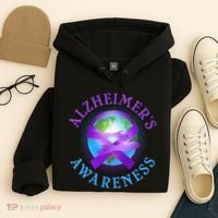 Alzheimer's Awareness Support Ribbon Hugging The World Hoodie thumb 4
