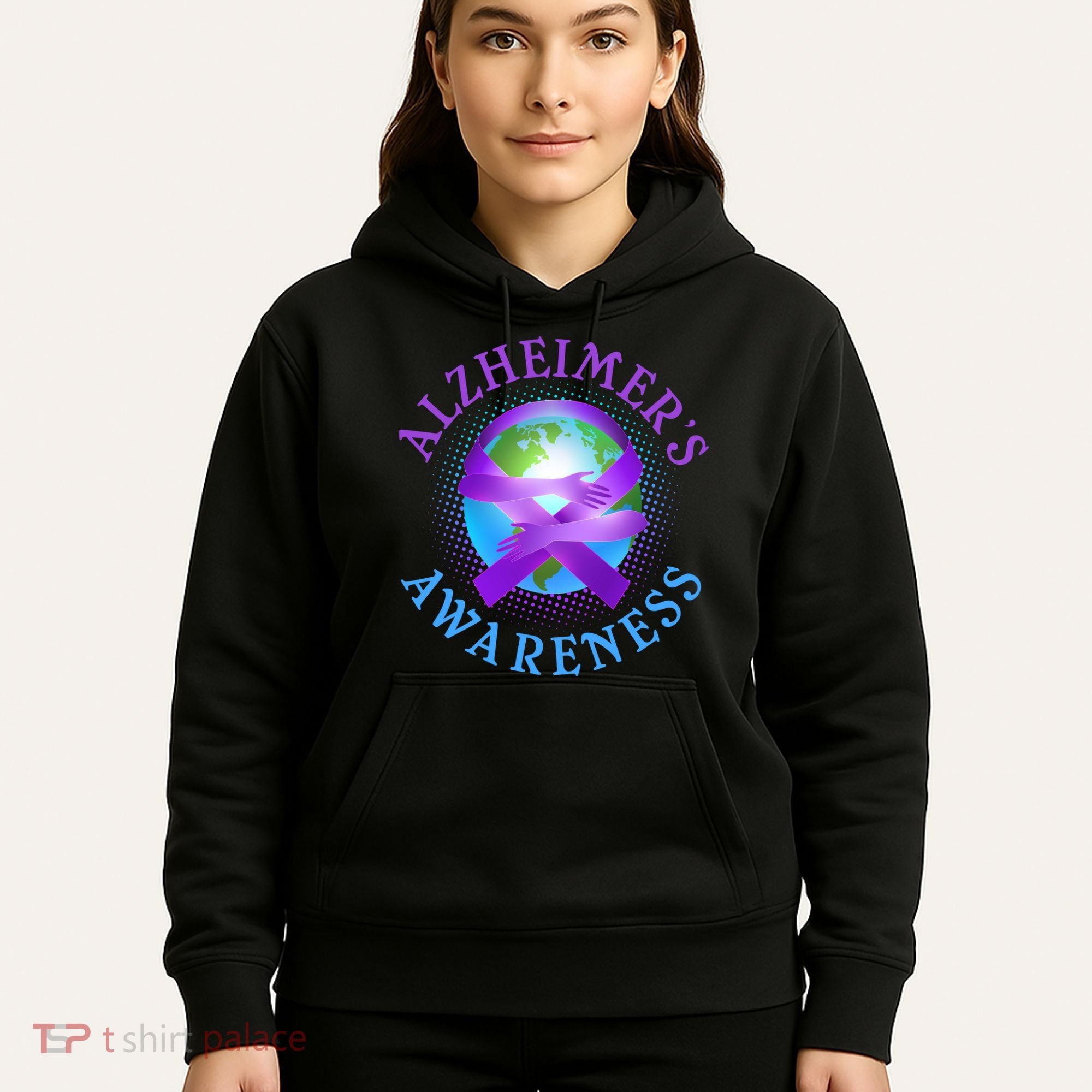 Alzheimer's Awareness Support Ribbon Hugging The World Hoodie