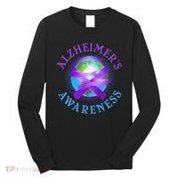 Alzheimer's Awareness Support Ribbon Hugging The World Long Sleeve Shirt thumb 0