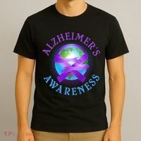 Alzheimer's Awareness Support Ribbon Hugging The World T-Shirt thumb 3