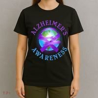 Alzheimer's Awareness Support Ribbon Hugging The World T-Shirt thumb 4