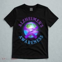 Alzheimer's Awareness Support Ribbon Hugging The World T-Shirt thumb 5