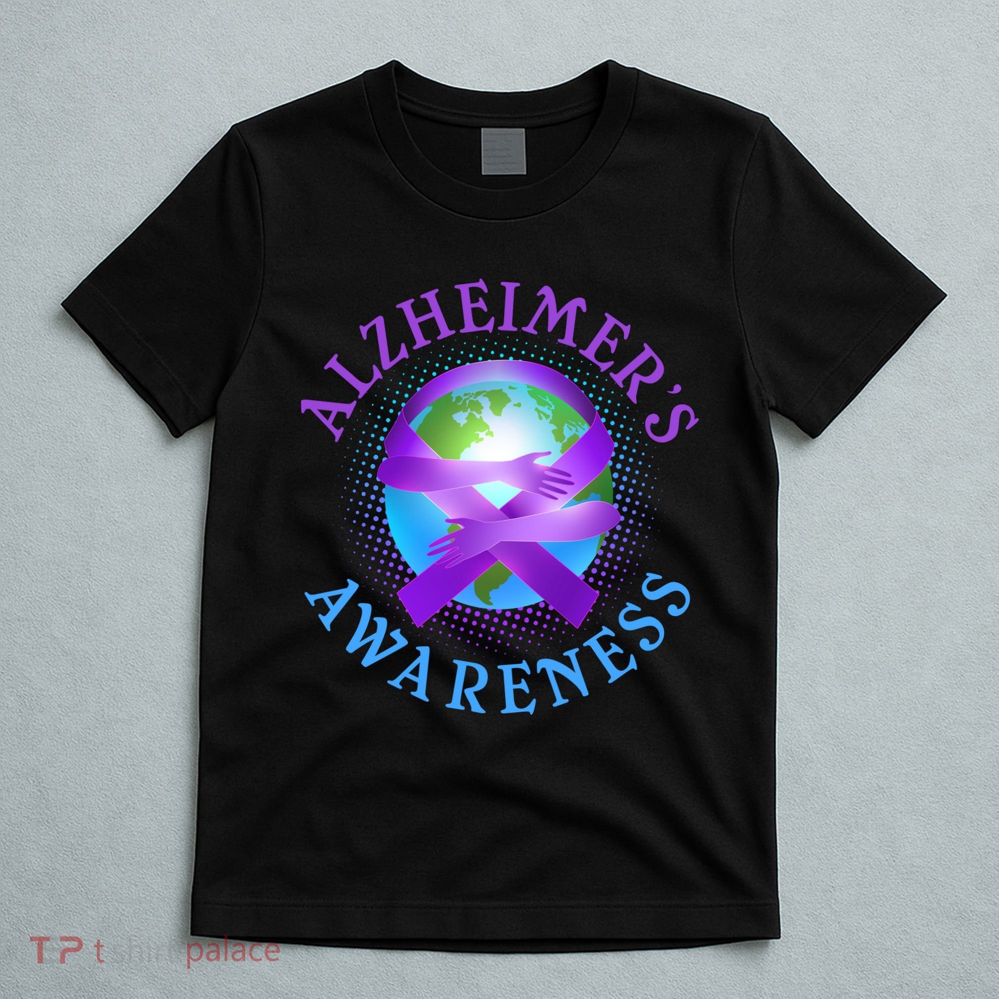 Alzheimer's Awareness Support Ribbon Hugging The World T-Shirt