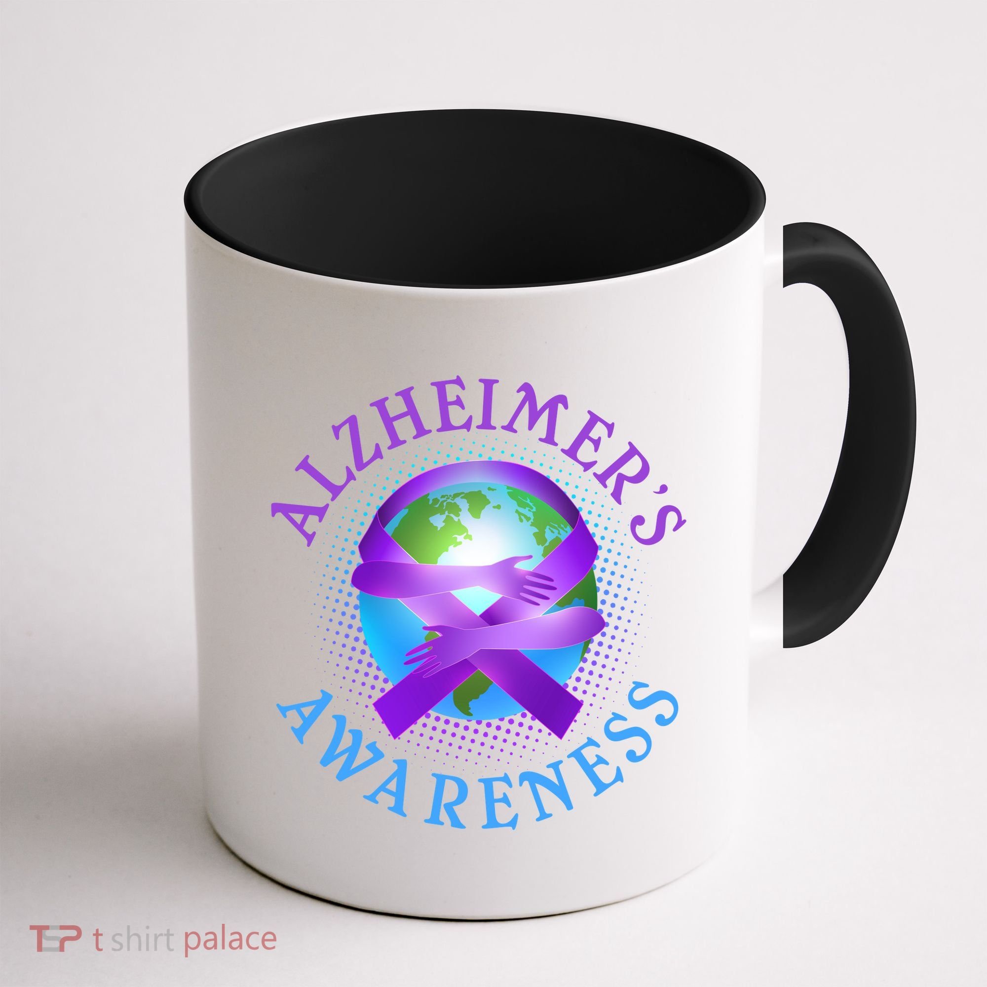 Alzheimer's Awareness Support Ribbon Hugging The World Coffee Mug