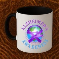 Alzheimer's Awareness Support Ribbon Hugging The World Coffee Mug thumb 2