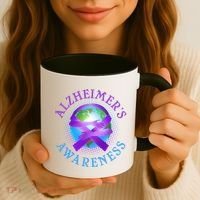 Alzheimer's Awareness Support Ribbon Hugging The World Coffee Mug thumb 3