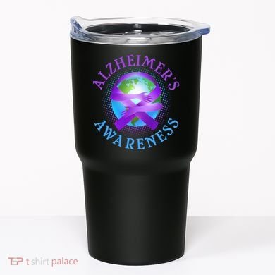 Alzheimer's Awareness Support Ribbon Hugging The World Tumbler