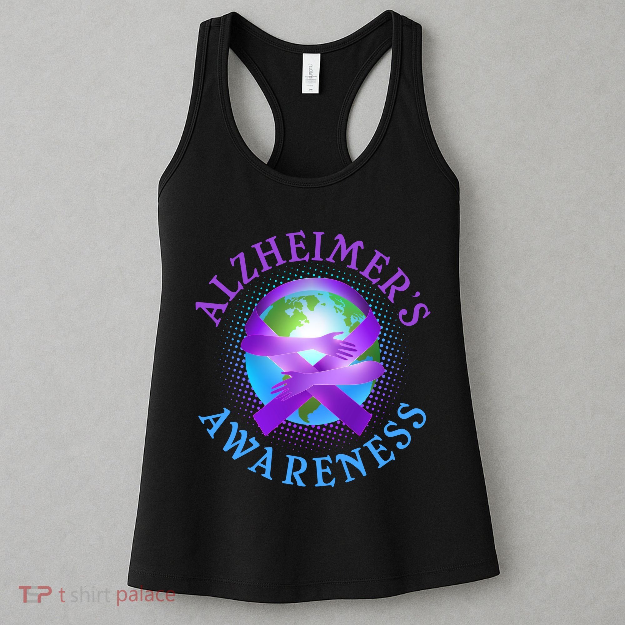 Alzheimer's Awareness Support Ribbon Hugging The World Women's Tank Top