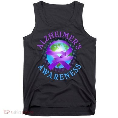 Alzheimer's Awareness Support Ribbon Hugging The World Tank Top