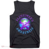 Alzheimer's Awareness Support Ribbon Hugging The World Tank Top thumb 0