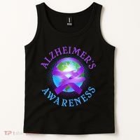 Alzheimer's Awareness Support Ribbon Hugging The World Tank Top thumb 2