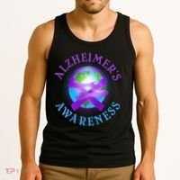 Alzheimer's Awareness Support Ribbon Hugging The World Tank Top thumb 3