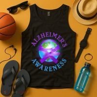 Alzheimer's Awareness Support Ribbon Hugging The World Tank Top thumb 4