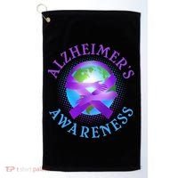 Alzheimer's Awareness Support Ribbon Hugging The World Golf Towel thumb 0
