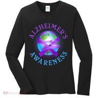 Alzheimer's Awareness Support Ribbon Hugging The World Women's Long Sleeve Shirt thumb 0