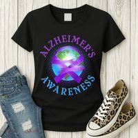 Alzheimer's Awareness Support Ribbon Hugging The World Women's T-Shirt thumb 3