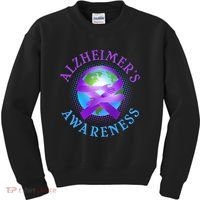 Alzheimer's Awareness Support Ribbon Hugging The World Kids Sweatshirt thumb 0
