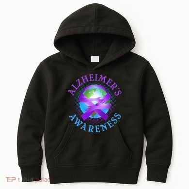 Alzheimer's Awareness Support Ribbon Hugging The World Kids Hoodie