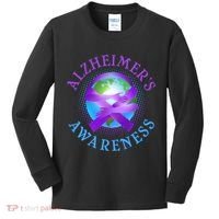 Alzheimer's Awareness Support Ribbon Hugging The World Kids Long Sleeve Shirt thumb 0