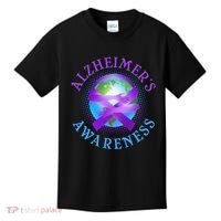 Alzheimer's Awareness Support Ribbon Hugging The World Kids T-Shirt thumb 0