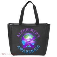 Alzheimer's Awareness Support Ribbon Hugging The World Tote Bag thumb 0