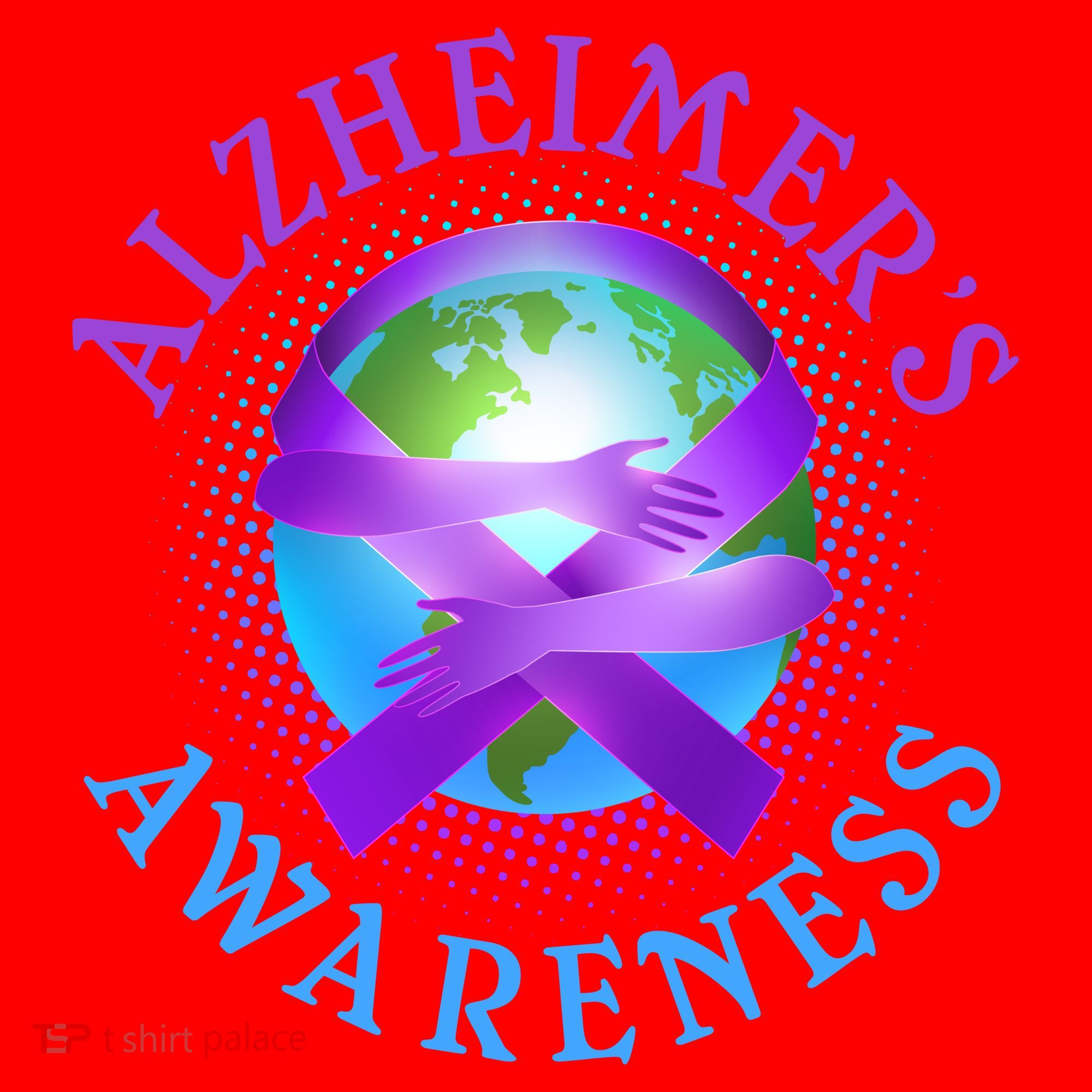 Alzheimer's Awareness Support Ribbon Hugging The World Santa Hat