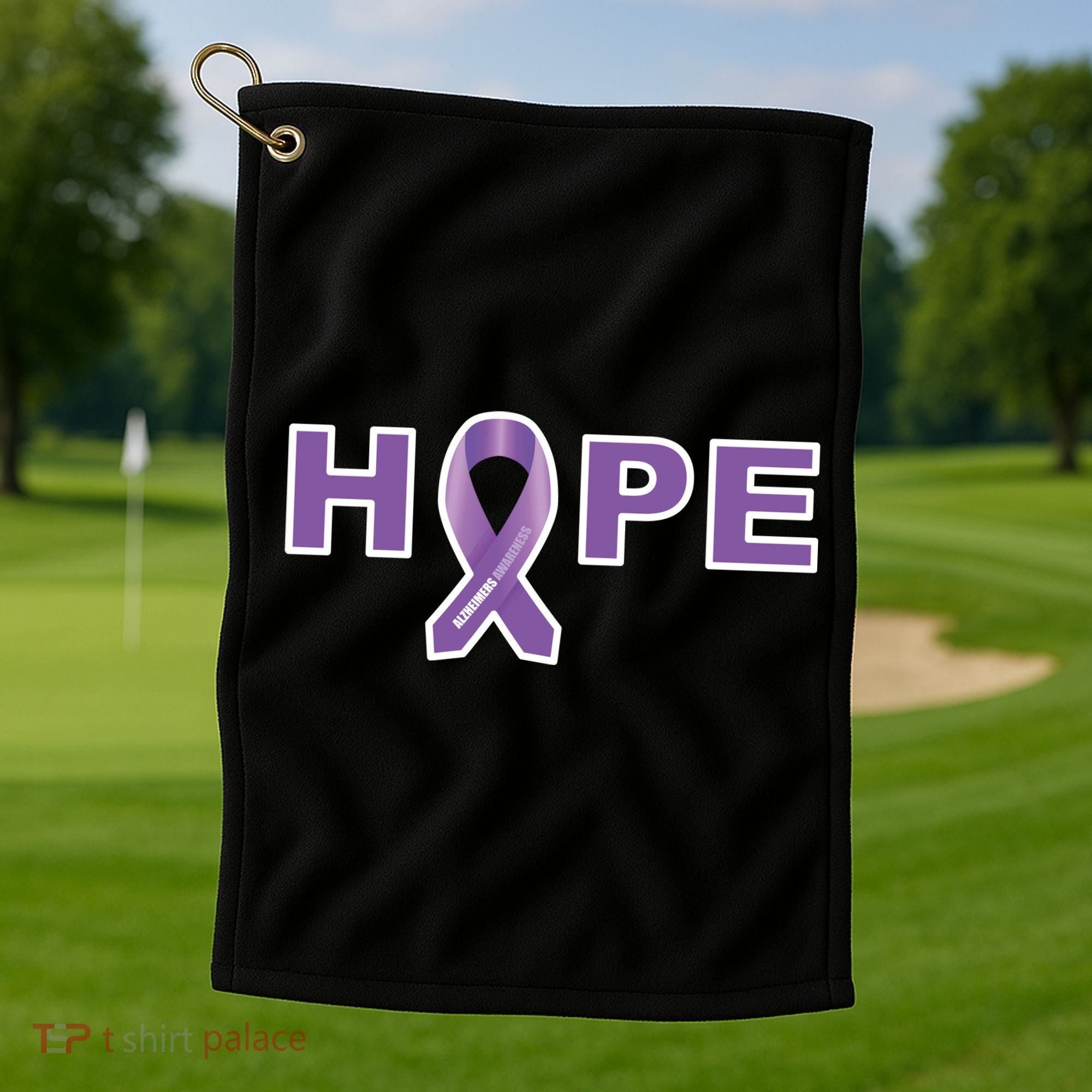 Alzheimer's Disase Awareness Ribbon Golf Towel