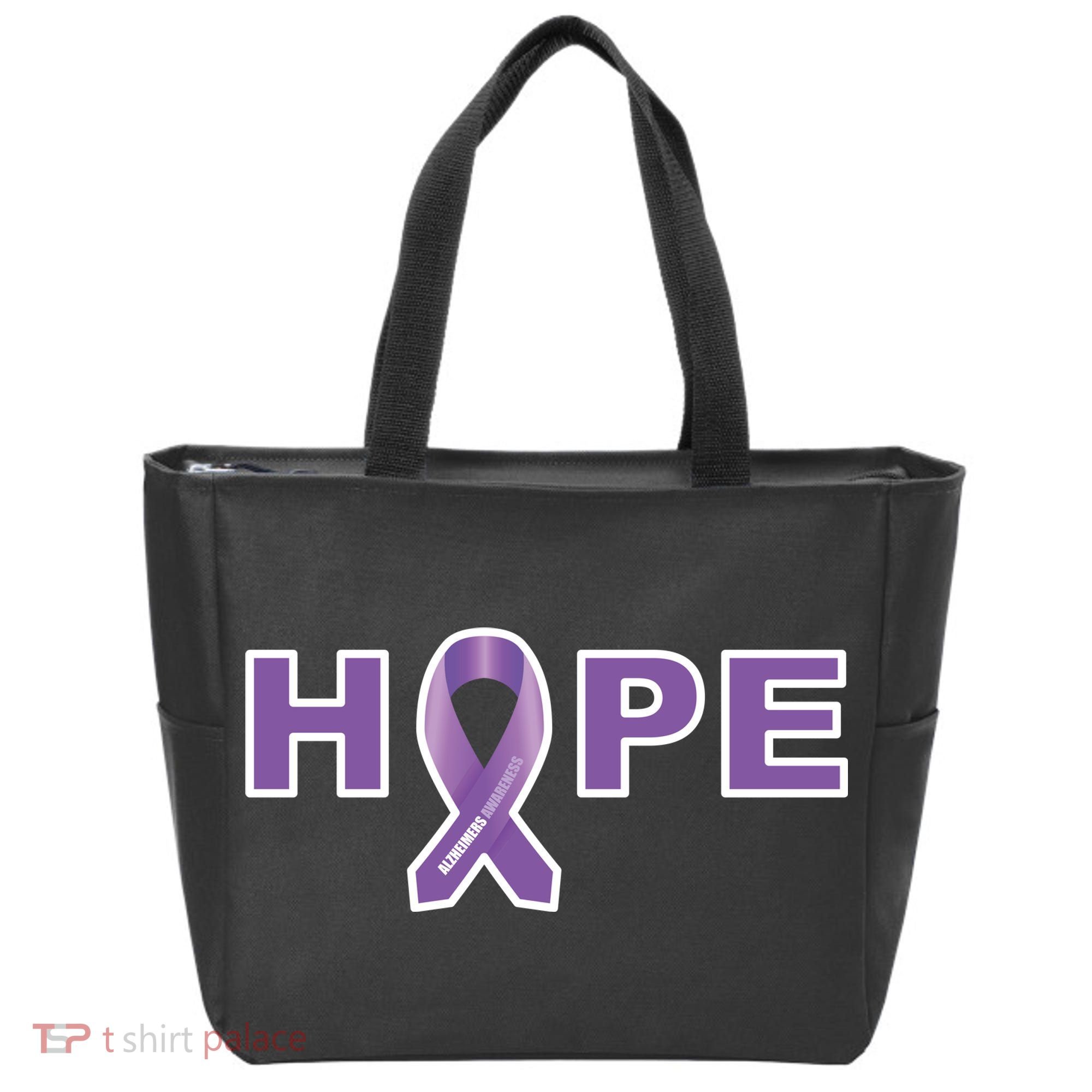 Alzheimer's Disase Awareness Ribbon Tote Bag