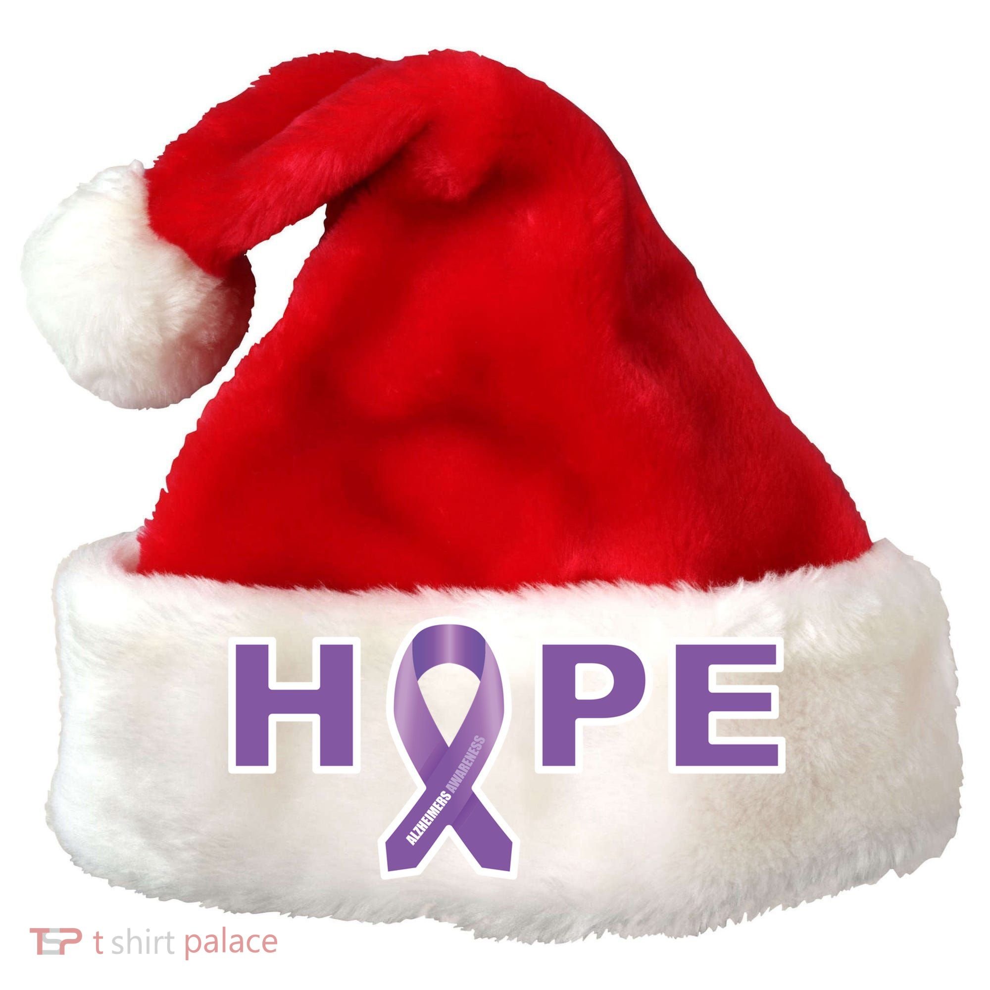 Alzheimer's Disase Awareness Ribbon Santa Hat