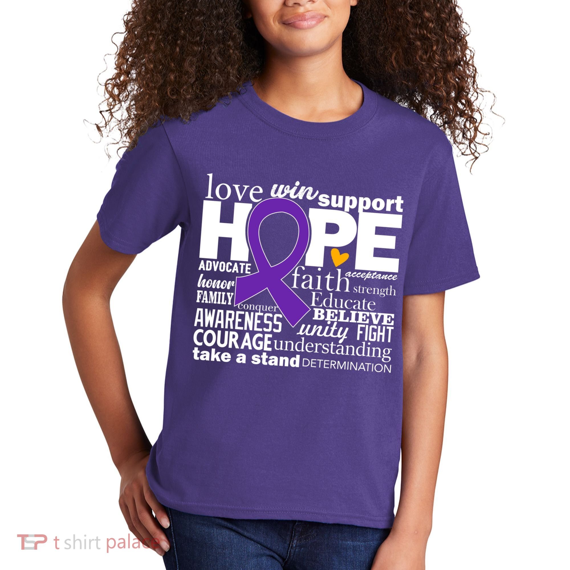 Alzheimer's Hope Love Support Kids T-Shirt
