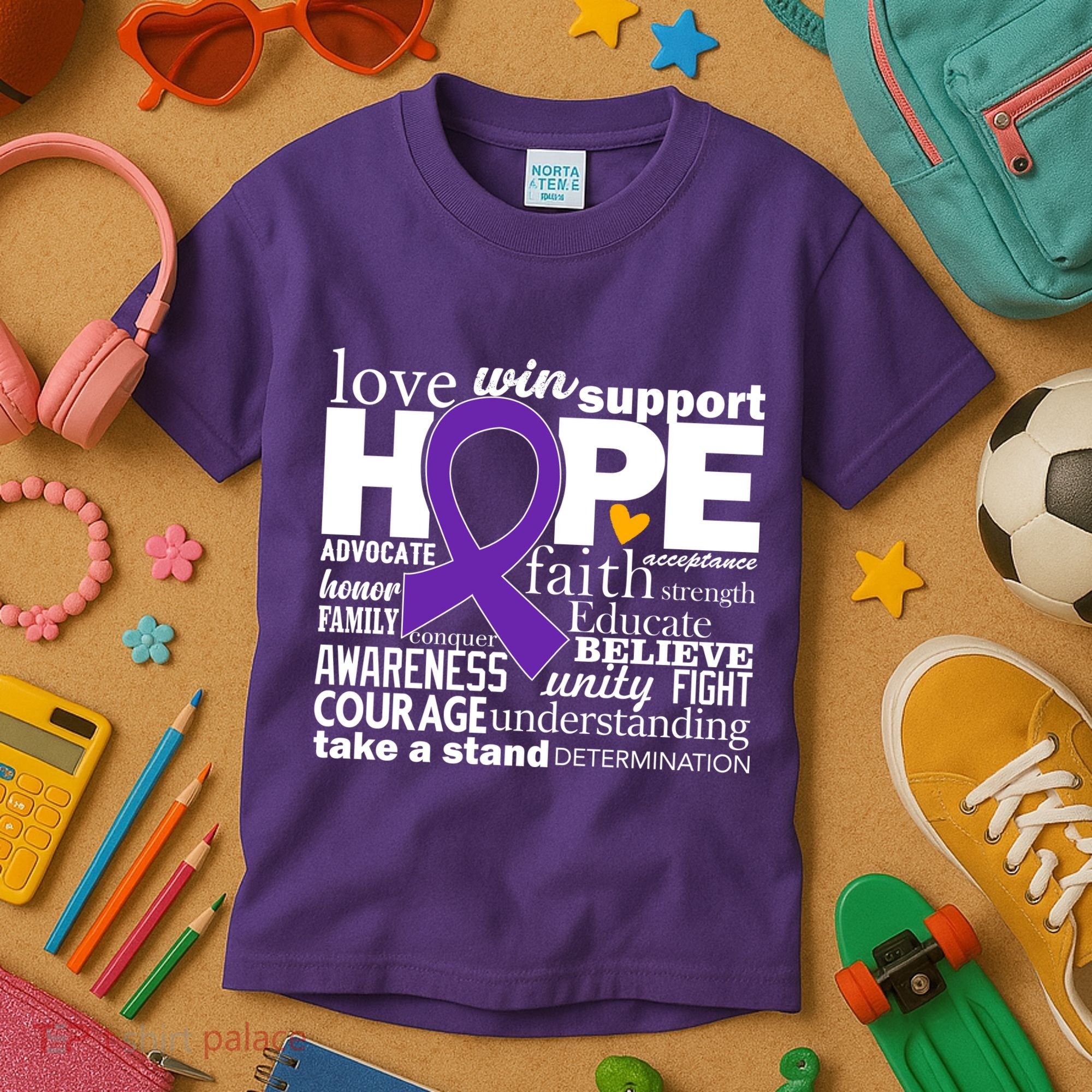 Alzheimer's Hope Love Support Kids T-Shirt