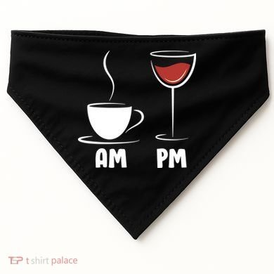AM Coffee PM Wine USA-Made Doggie Bandana