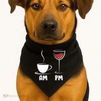 AM Coffee PM Wine USA-Made Doggie Bandana thumb 1