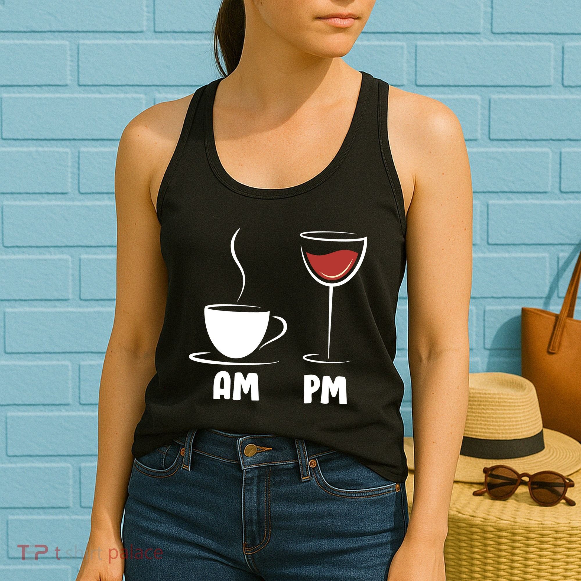 AM Coffee PM Wine Women's Tank Top