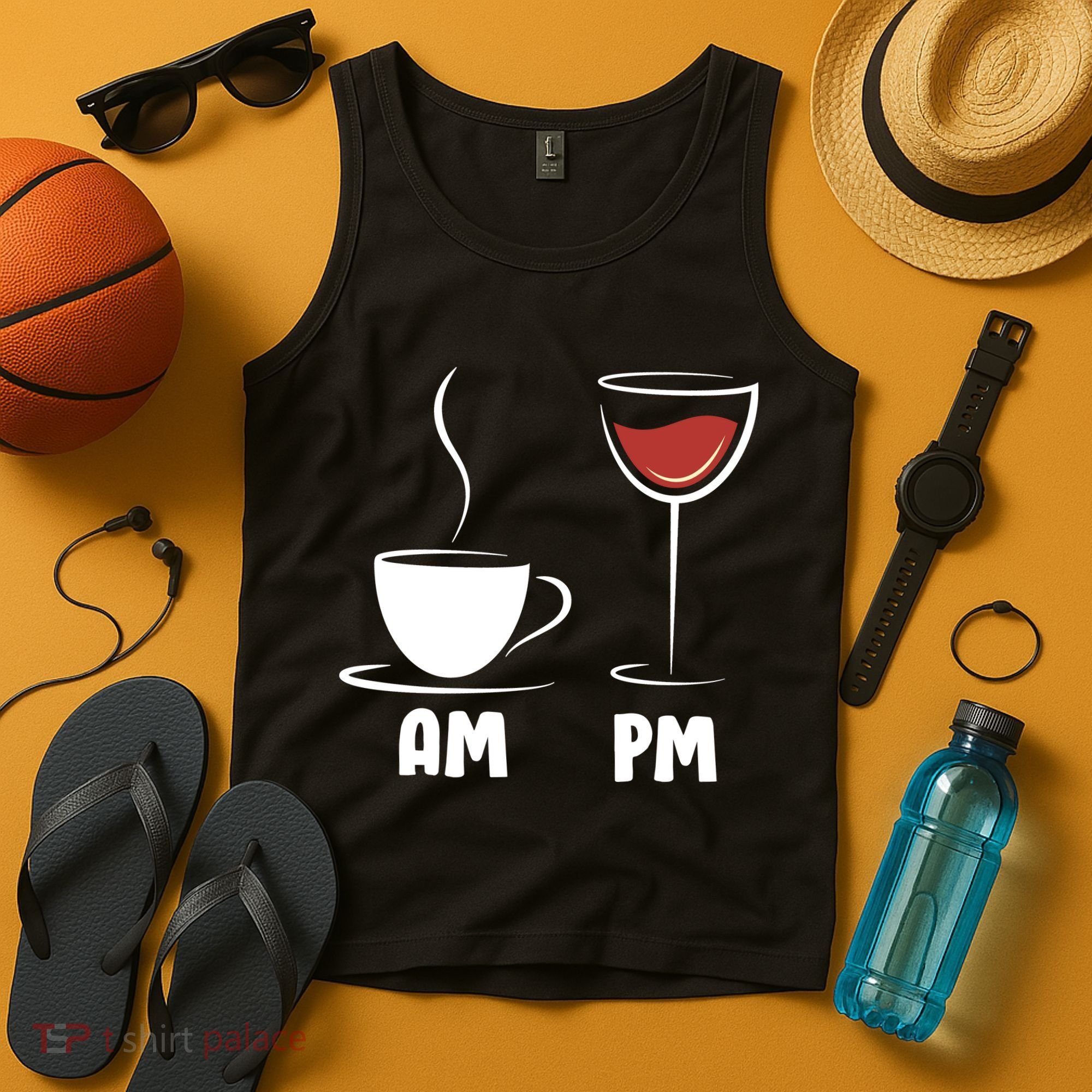 AM Coffee PM Wine Tank Top