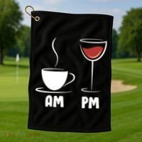 AM Coffee PM Wine Golf Towel thumb 1
