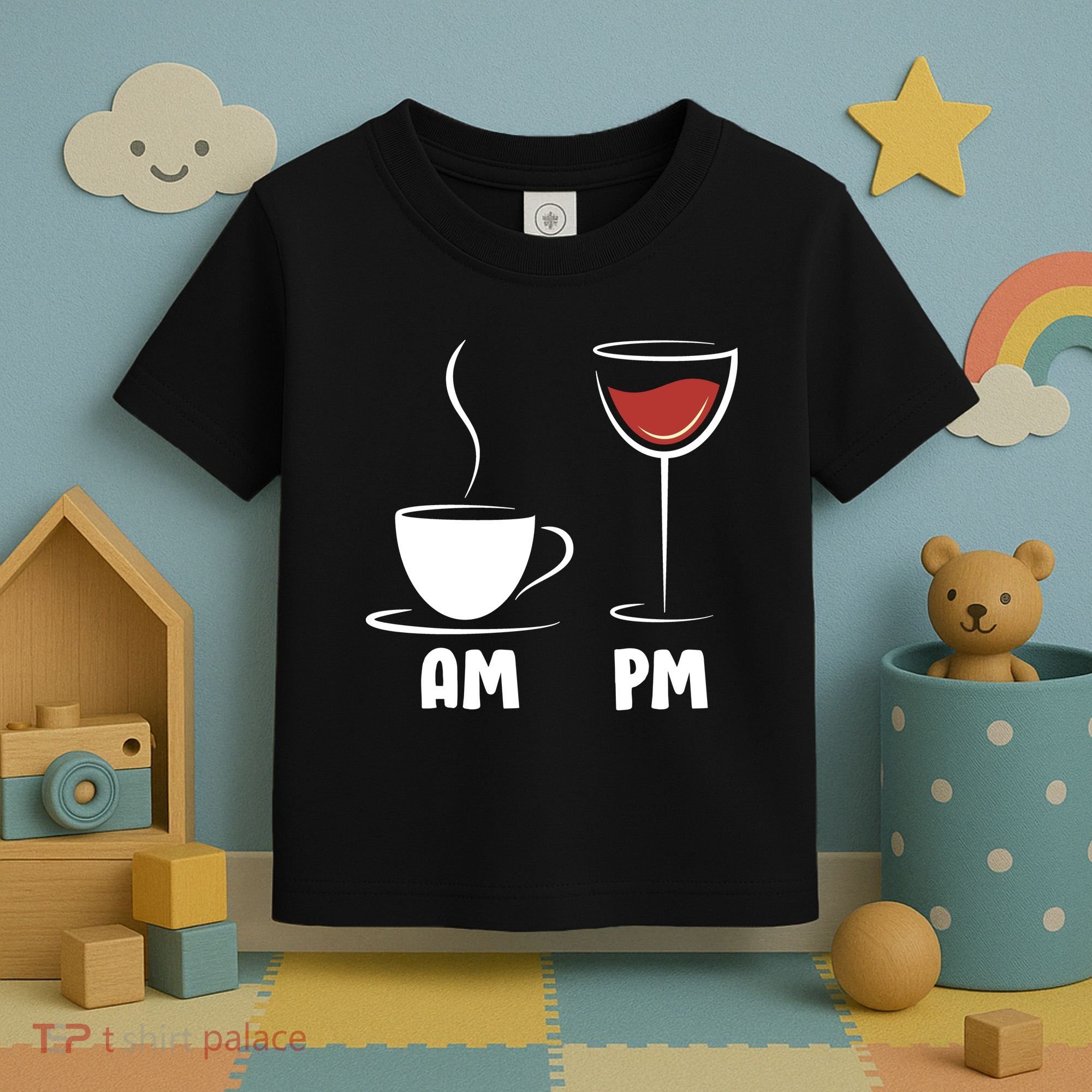 AM Coffee PM Wine Toddler T-Shirt