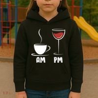 AM Coffee PM Wine Kids Hoodie thumb 3