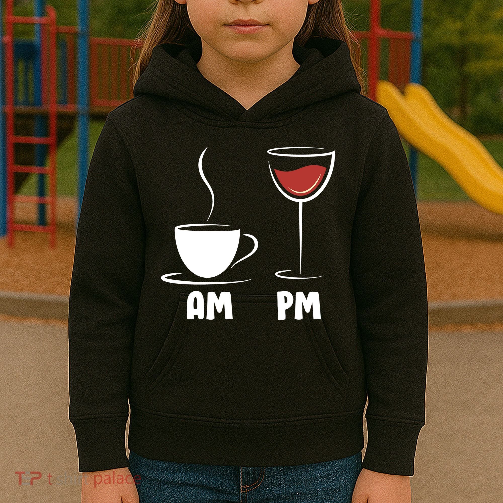 AM Coffee PM Wine Kids Hoodie