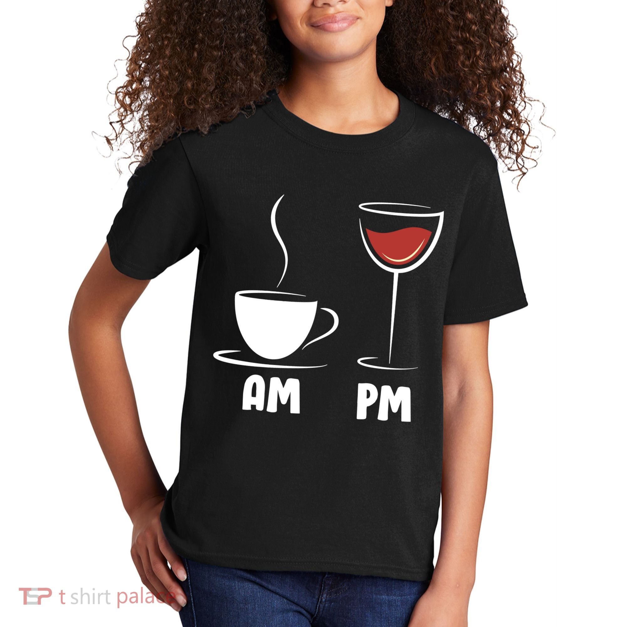 AM Coffee PM Wine Kids T-Shirt