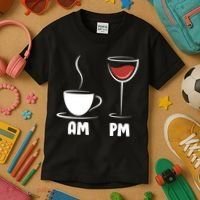 AM Coffee PM Wine Kids T-Shirt thumb 3