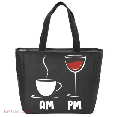 AM Coffee PM Wine Tote Bag