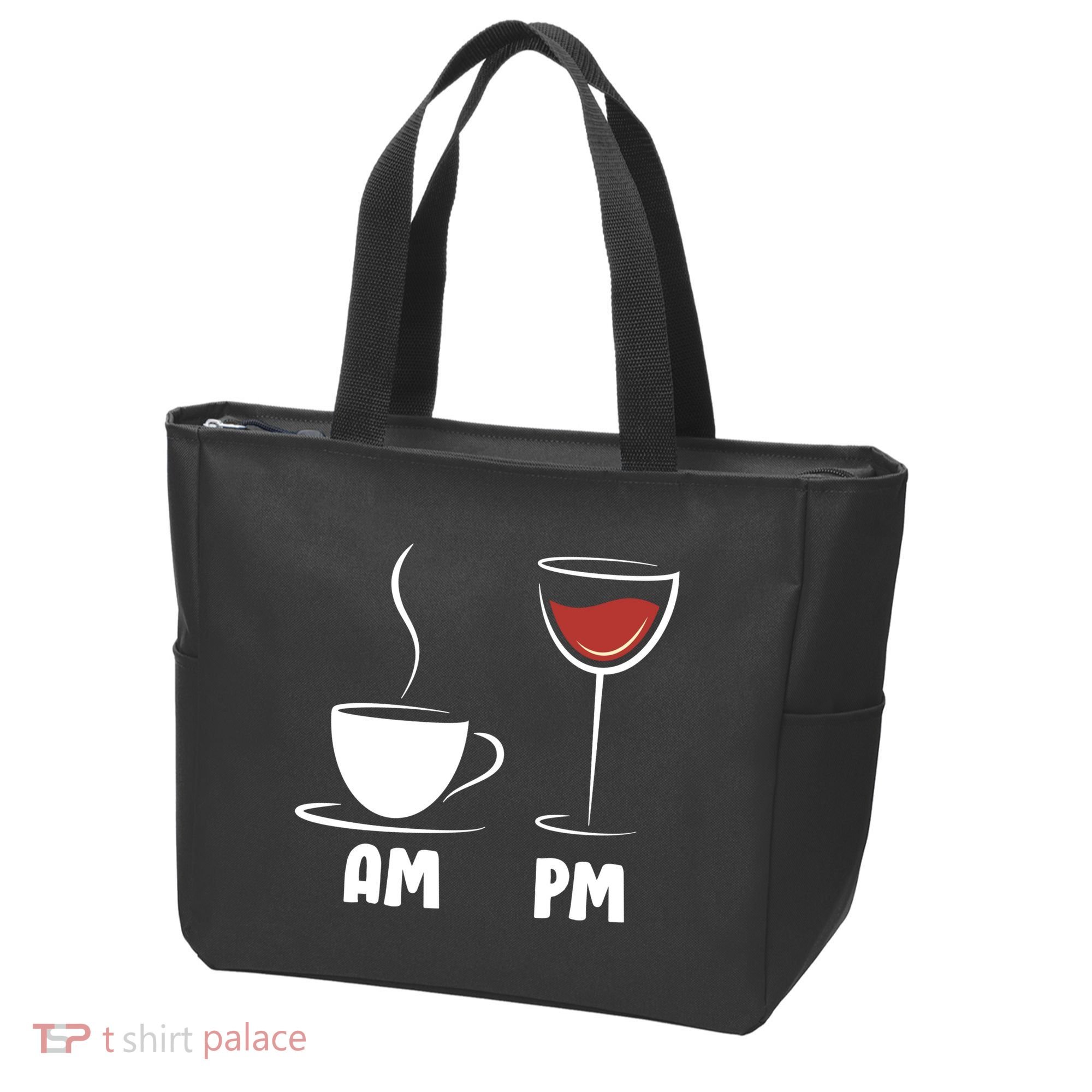 AM Coffee PM Wine Tote Bag