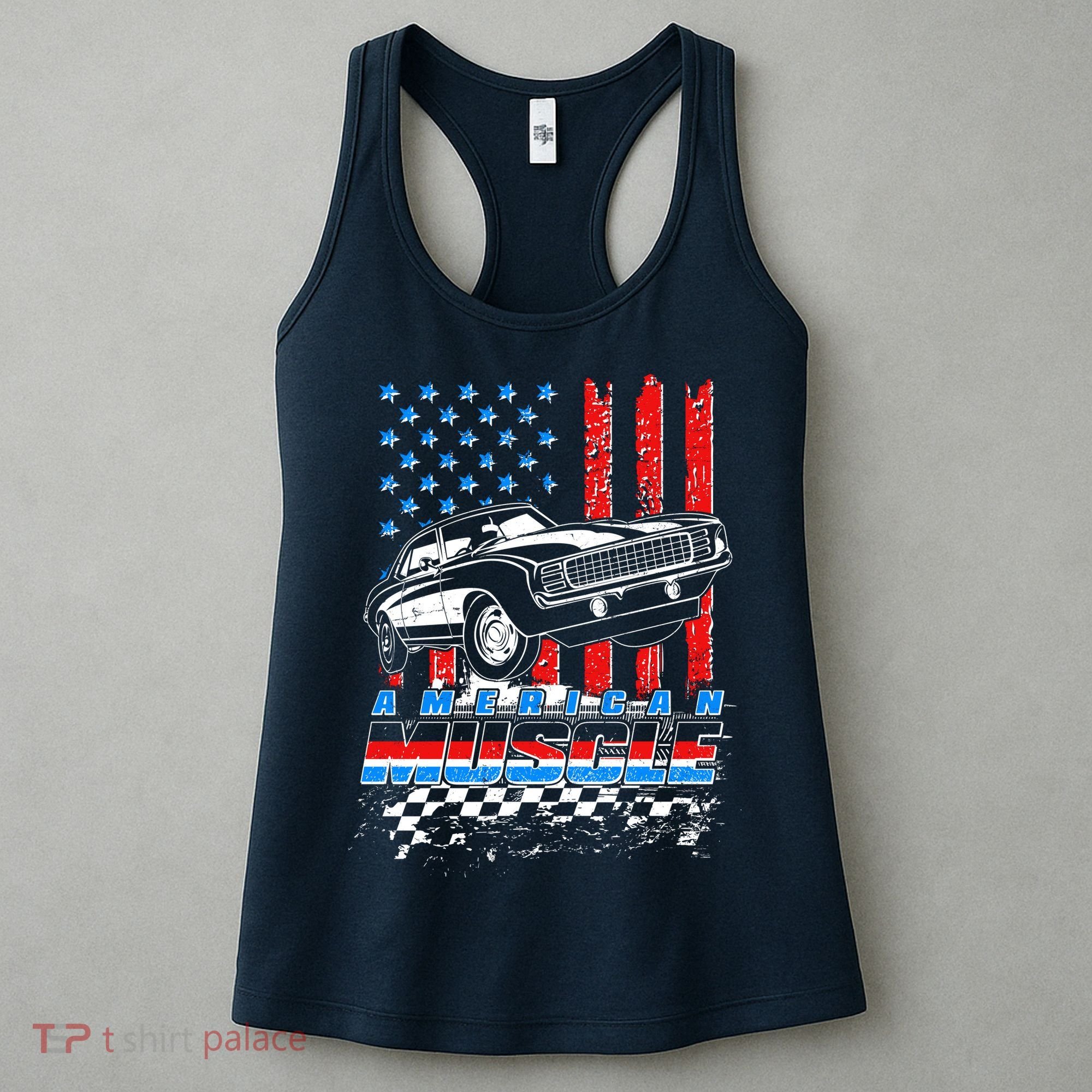 American Muscle American USA Flag Muscle Car Fan Women's Tank Top