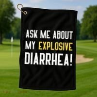 Ask Me About My Explosive Diarrhea Funny Golf Towel thumb 1