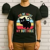 Ask Me About My Butthole Funny Cat Butt T-Shirt thumb 6